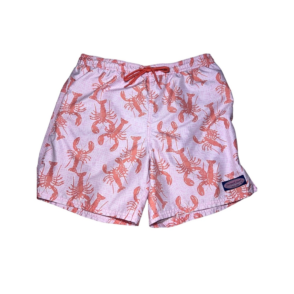 Vineyard Vines Mens Pink Lobster Print Swim Trunks Board Shorts Size M
